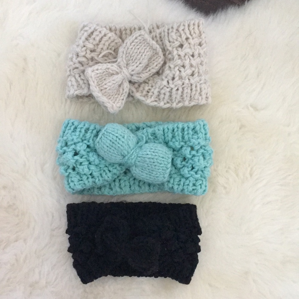 Knit bow headbands
